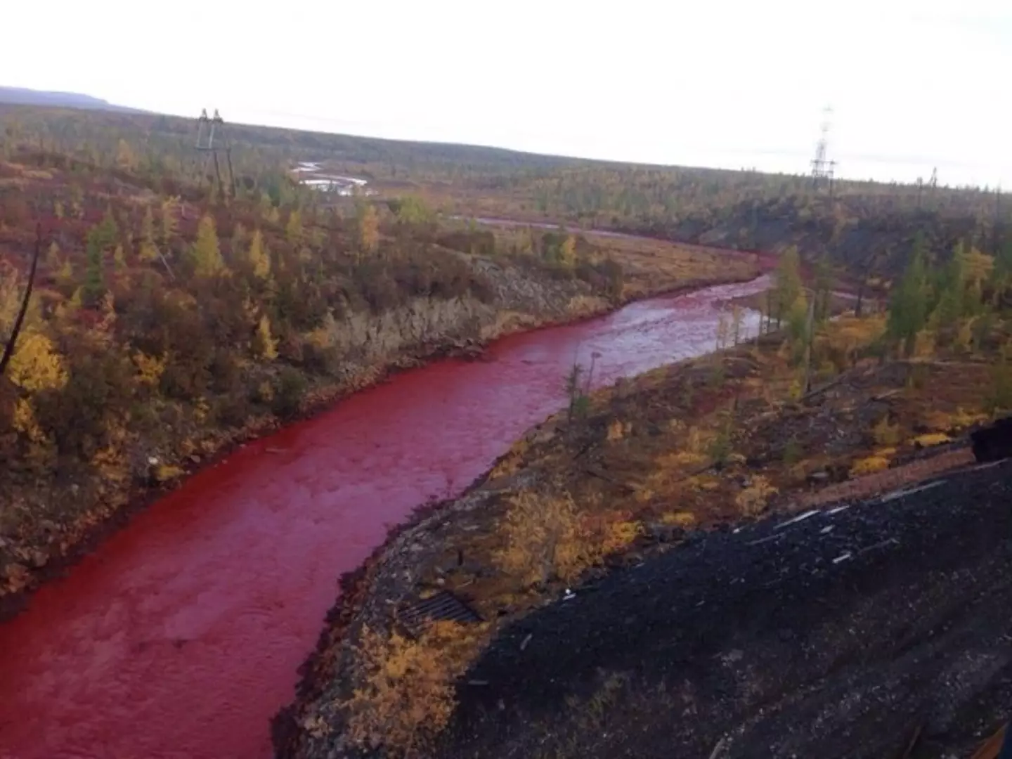 Norilsk's river water has turned red on several occasions.