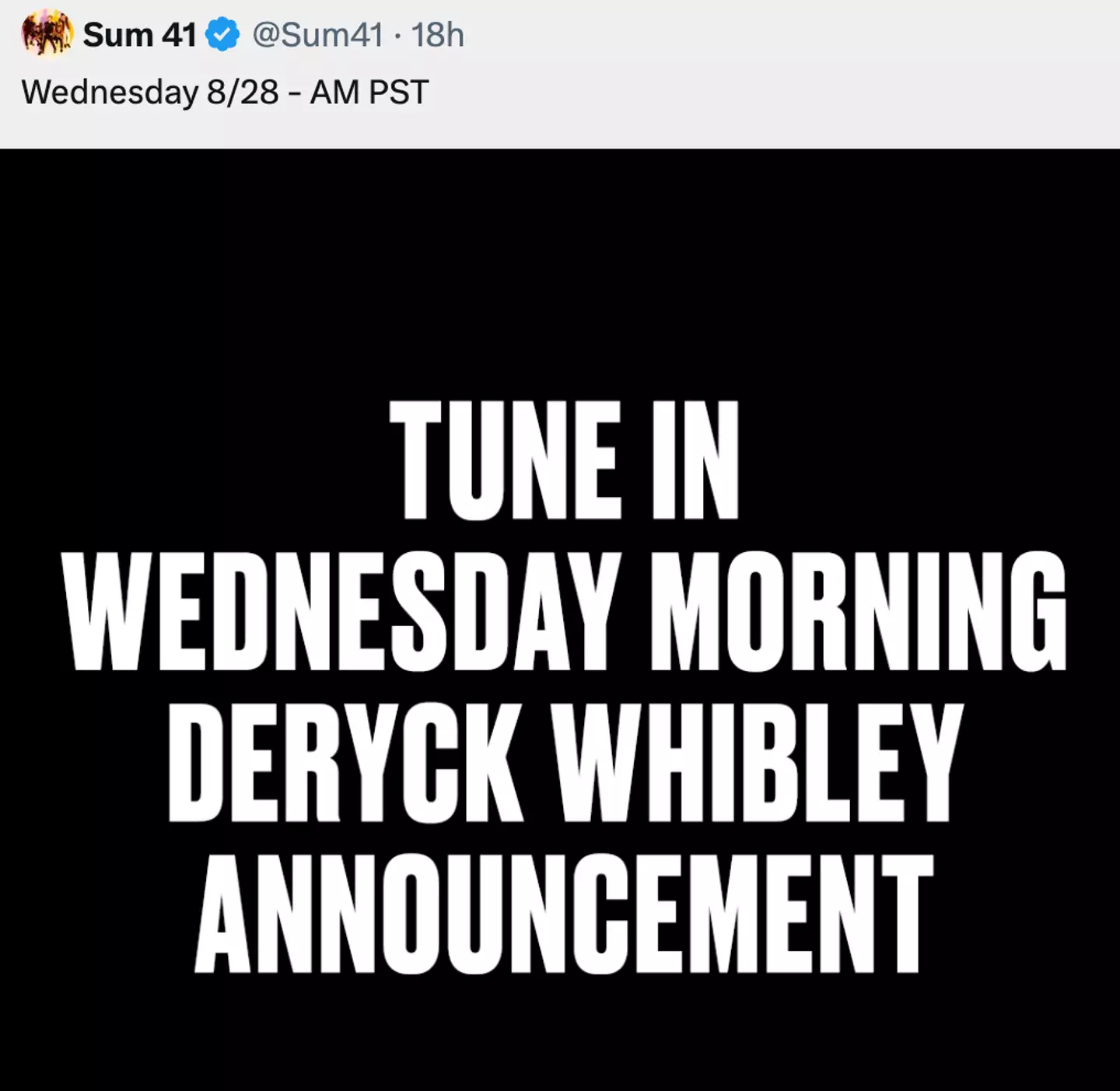 Sum 41 are set to share a big announcement this week. (X/@sum41)