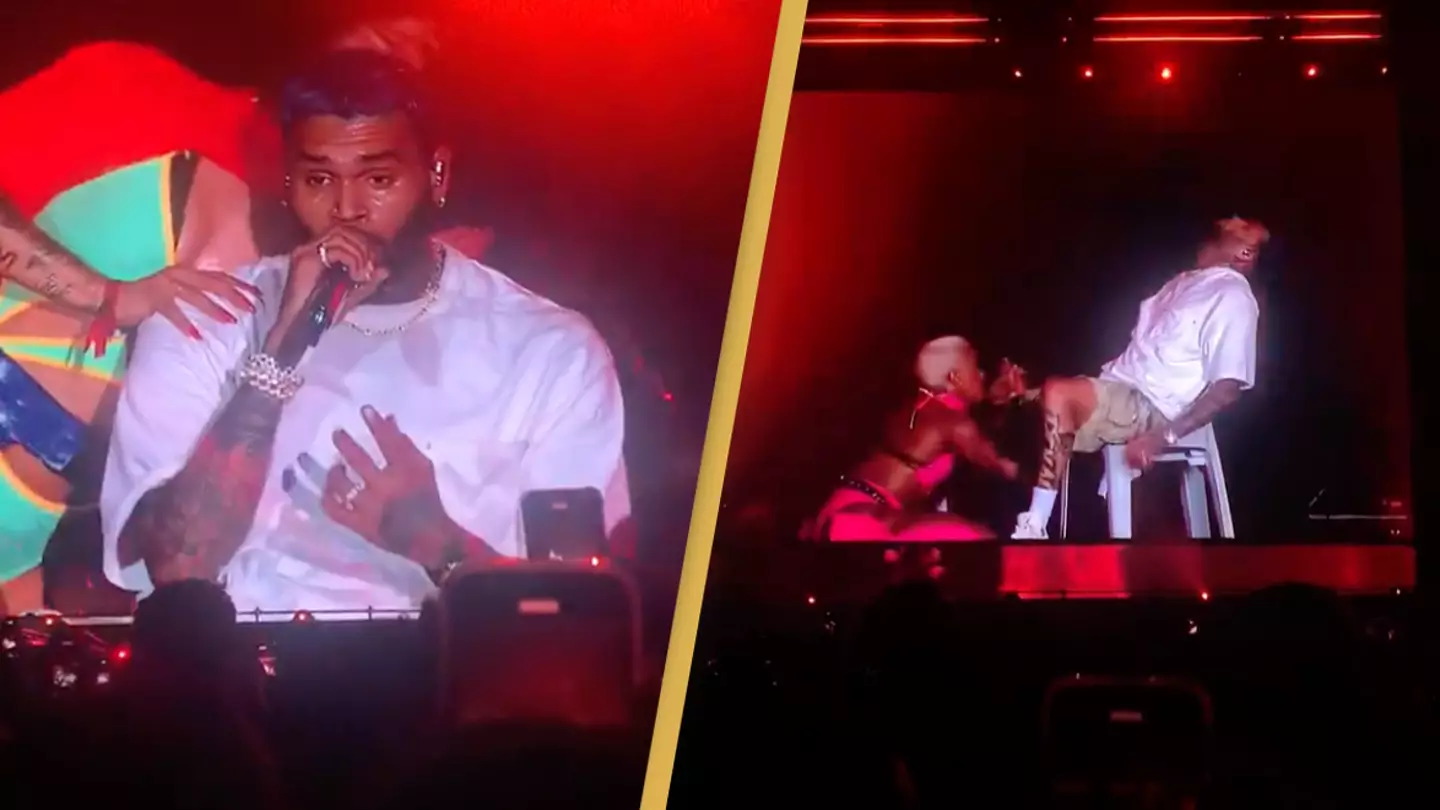 Chris Brown mimics yet another sex act on stage after backlash