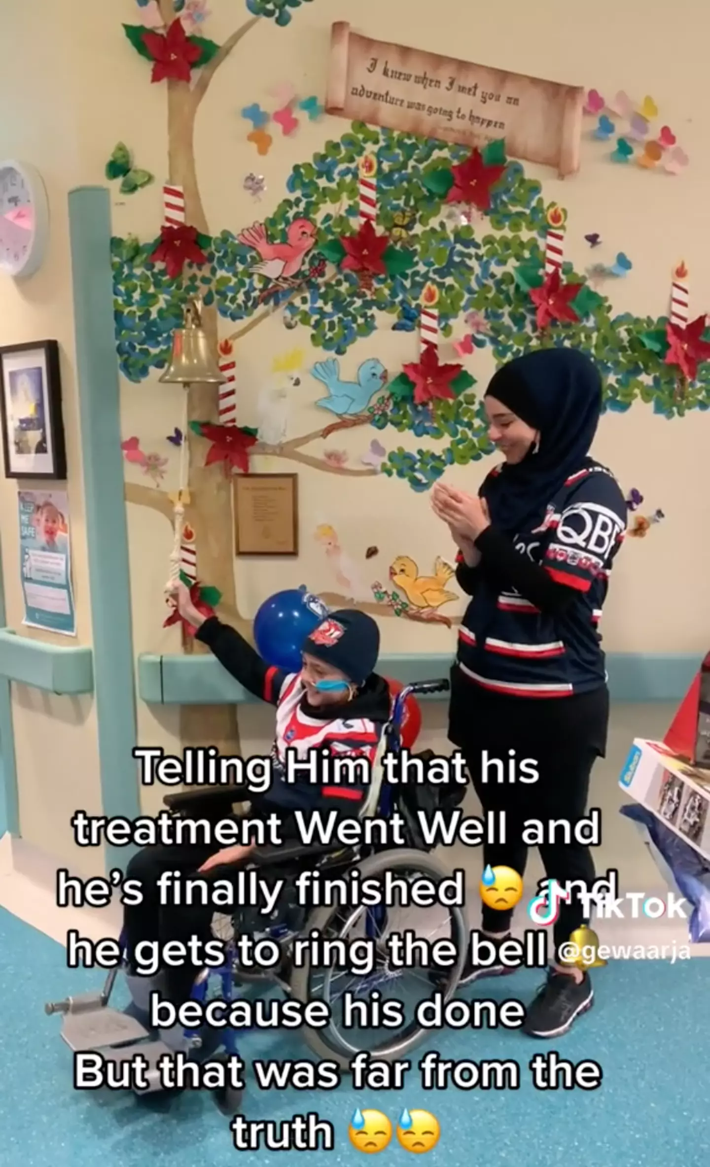 Omar could be seen ringing the bell.