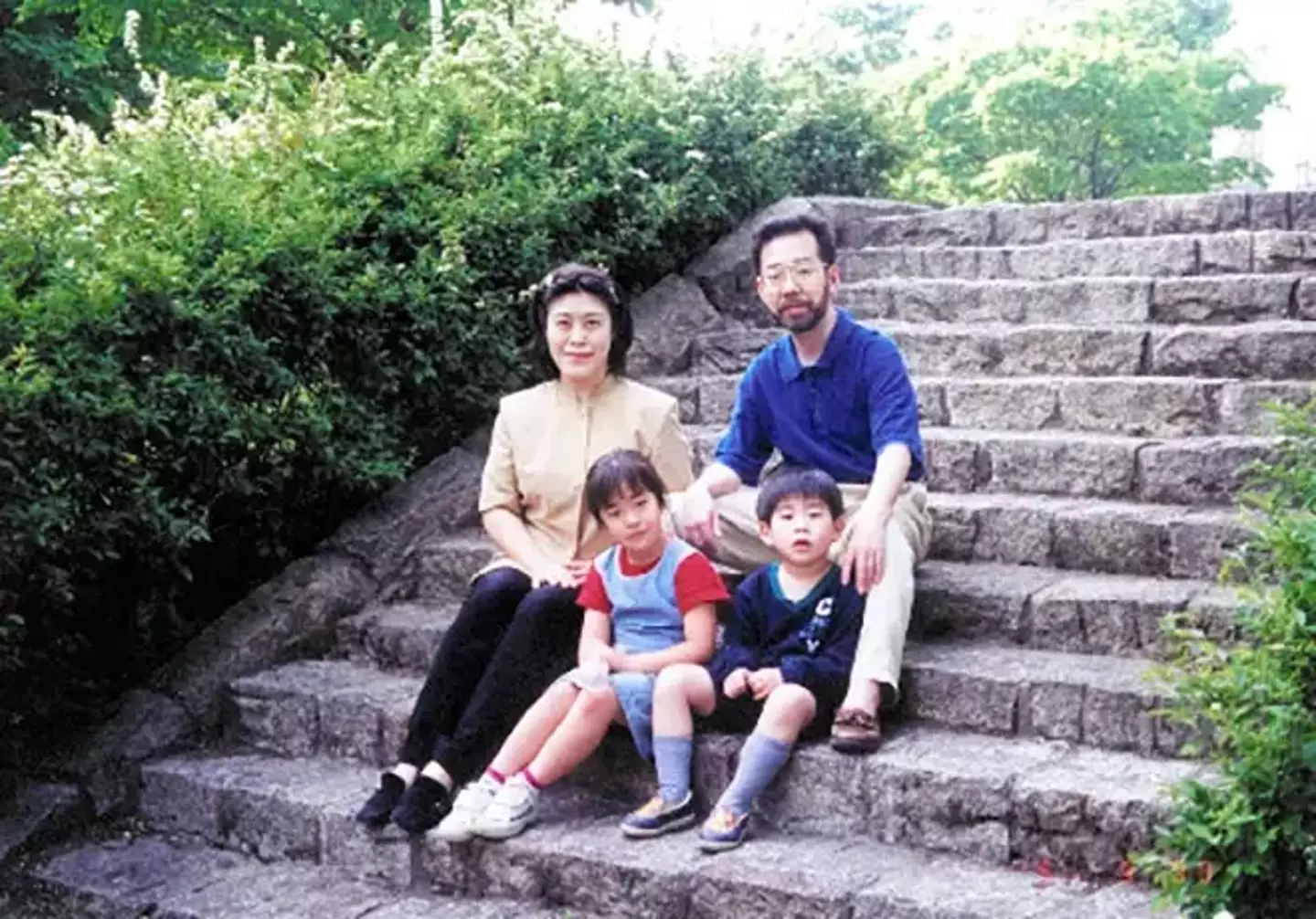Mikio Miyazawa and his wife Yasuko Miyazawa 41, with their children Niina Miyazawa and Rei Miyazawa.
