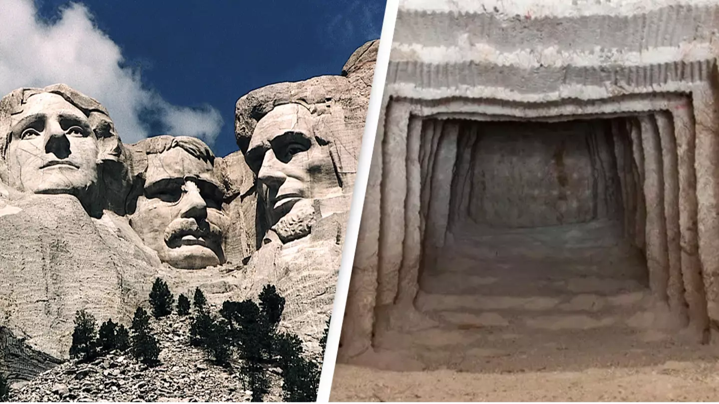 Hidden room inside Mount Rushmore with message carved into door