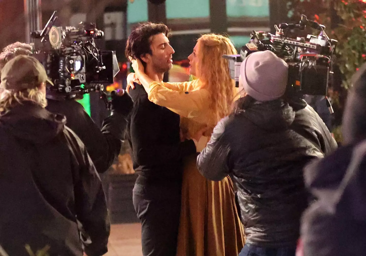 Justin Baldoni and Blake Lively on the set of 'It Ends with Us' in January 2024 (Jose Perez/Bauer-Griffin/GC Images)