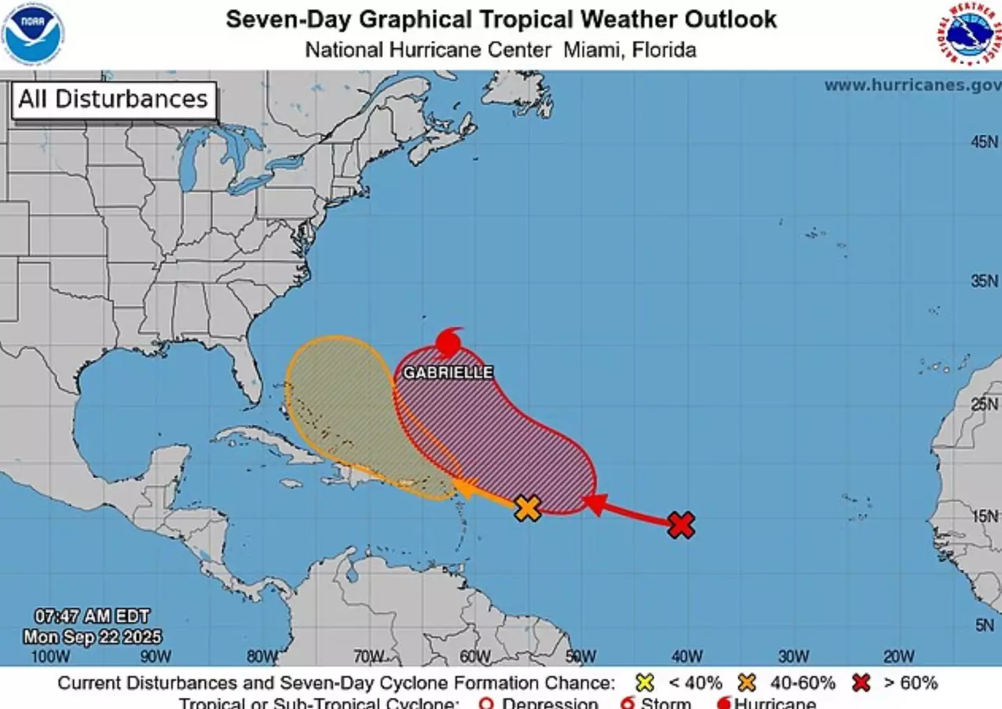 Hurricane Gabrielle is being closely watched by experts (NOAA)