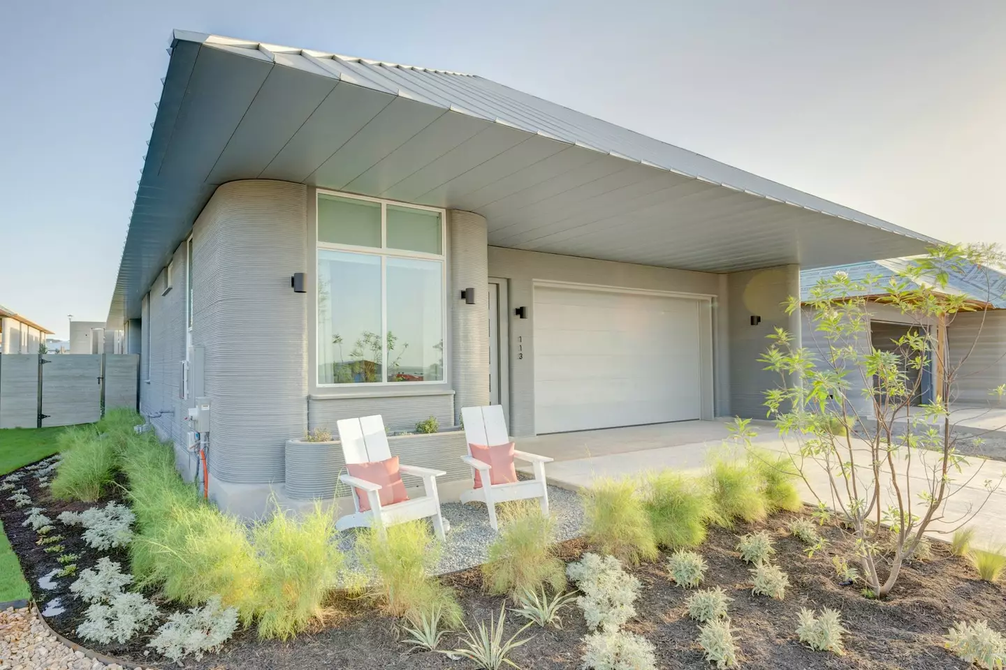 What one of the 3D-printed homes in the community looks like. (ICON)