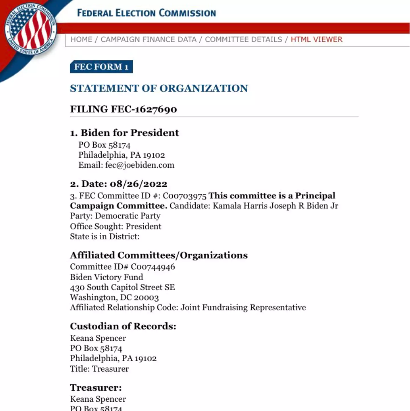 A Democratic National Committee official has said the filing was routine.