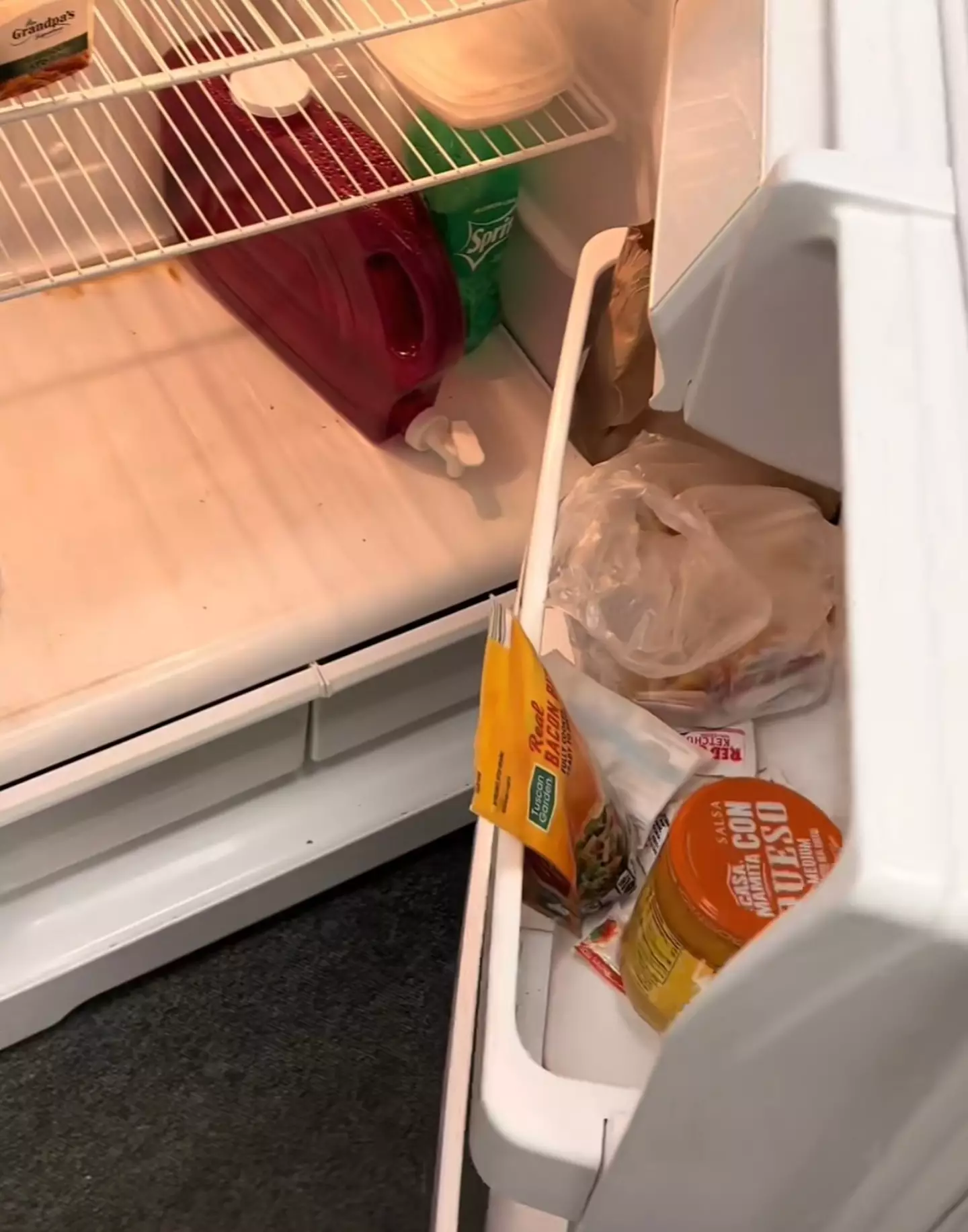 The pair opened up the fridge to find food, snacks and drinks left in there
