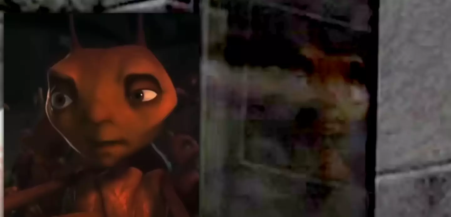 The plot thickens with what looks like an image from Antz also appearing in the window (YouTube/LEO Film Facts)