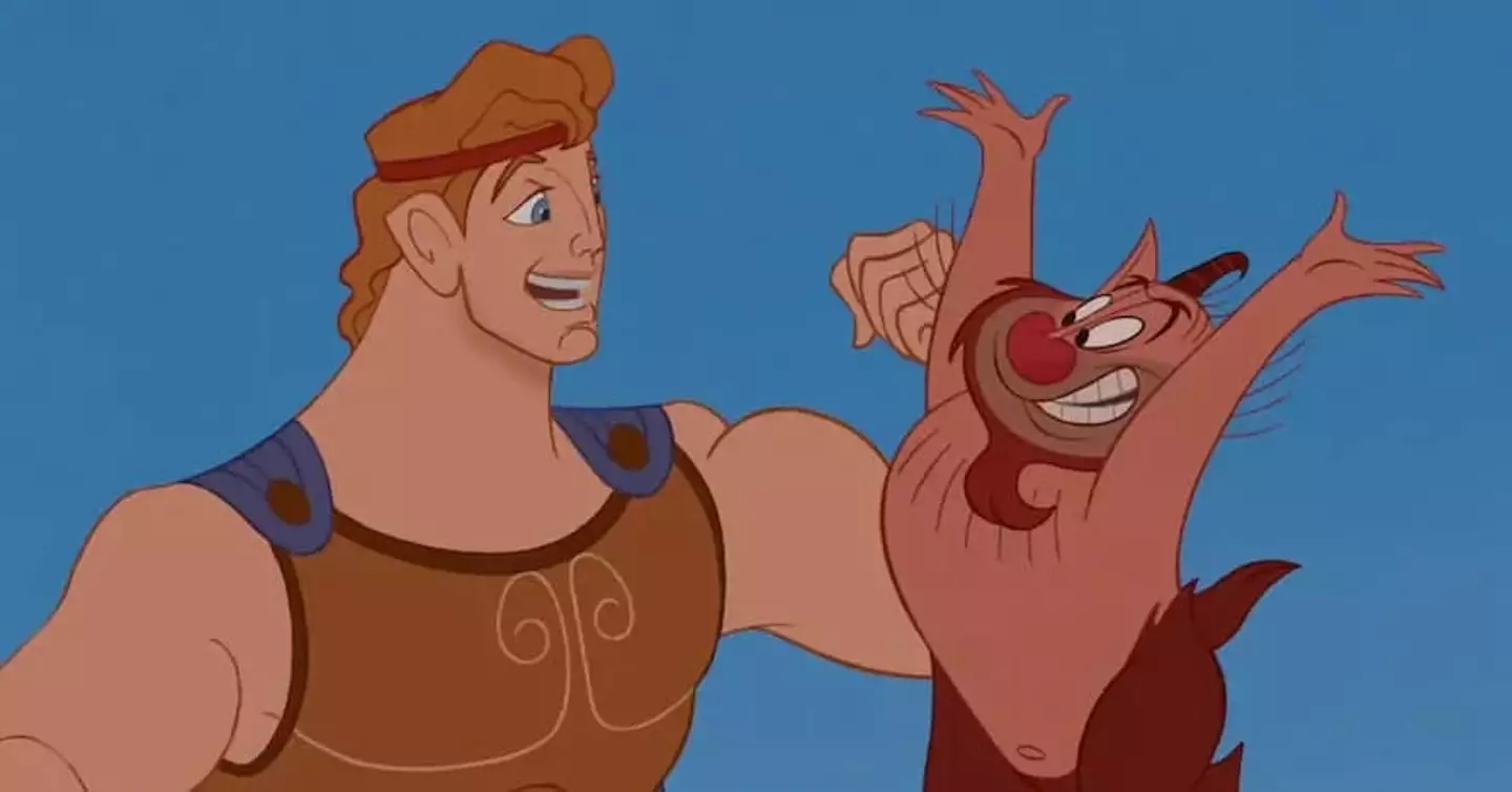 Hercules and Phil in a scene of 1997 animated movie Hercules.