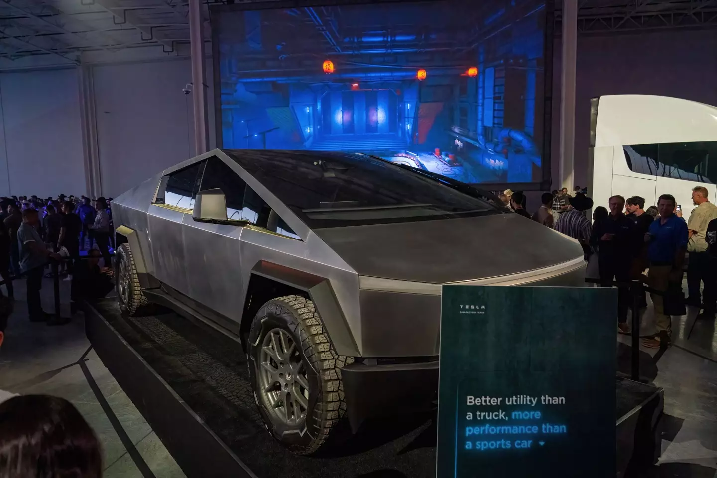 The Cybertruck on display in April 2022.