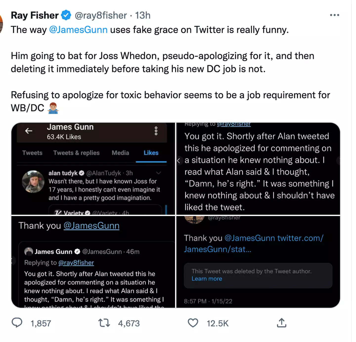 Fisher accused Gunn of 'fake grace'.