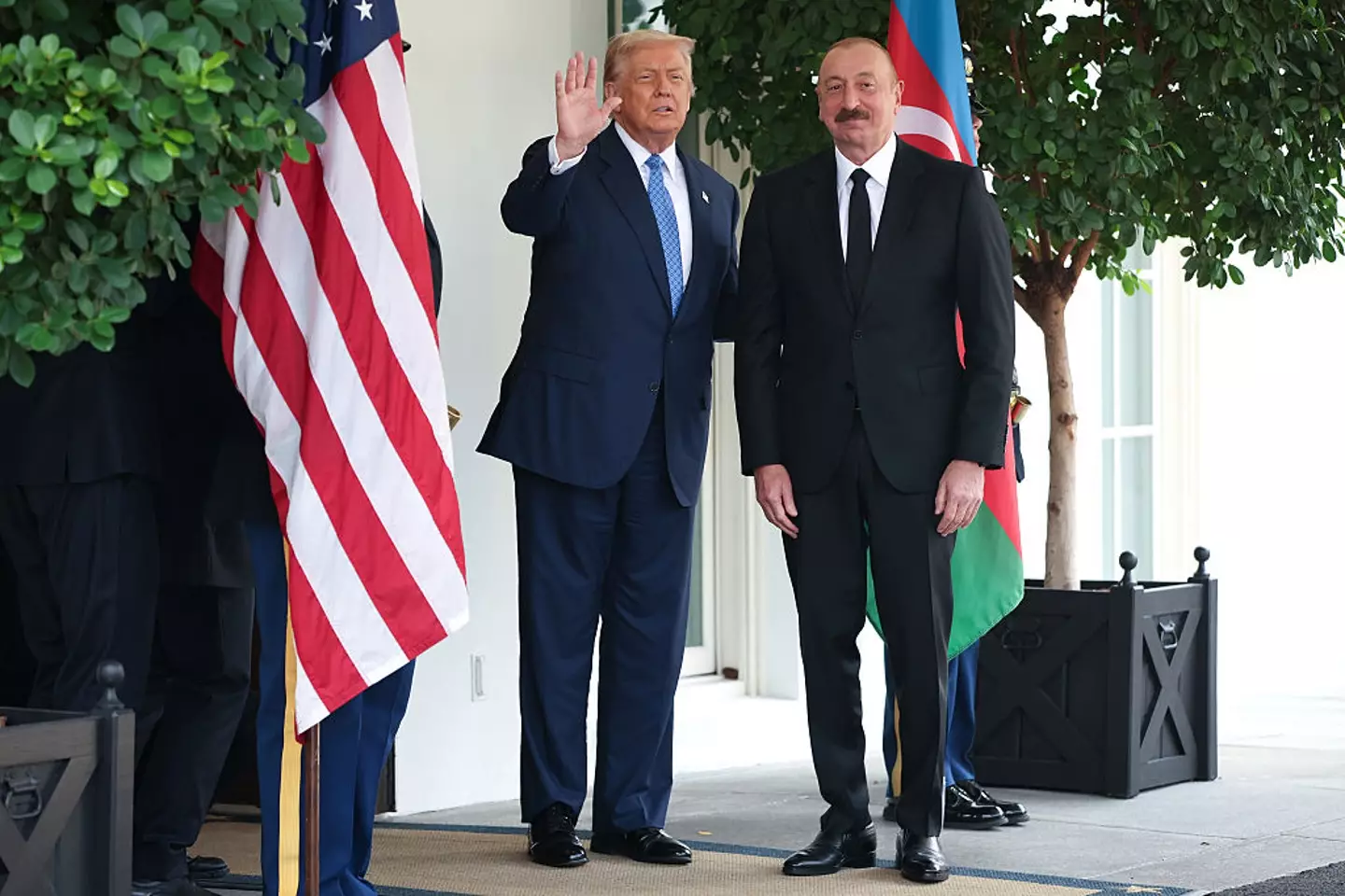 President Donald Trump welcomes Azerbaijani President Ilham Aliyev to the White House (Samuel Corum/Getty Images)