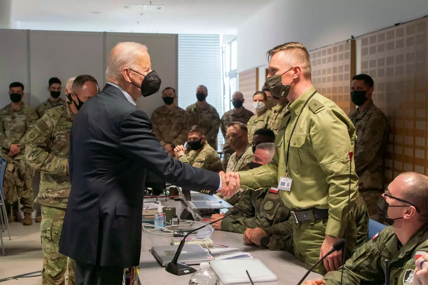 Joe Biden met with US troops in Poland.