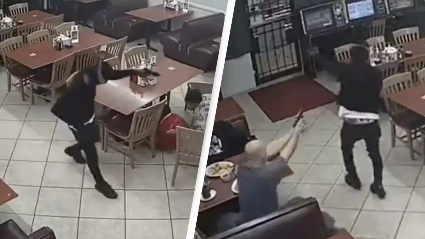 Armed robber killed in restaurant after being shot by customer