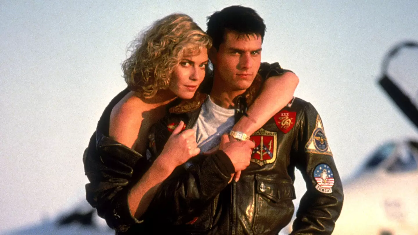 Tom Cruise and Kelly McGillis in Top Gun.