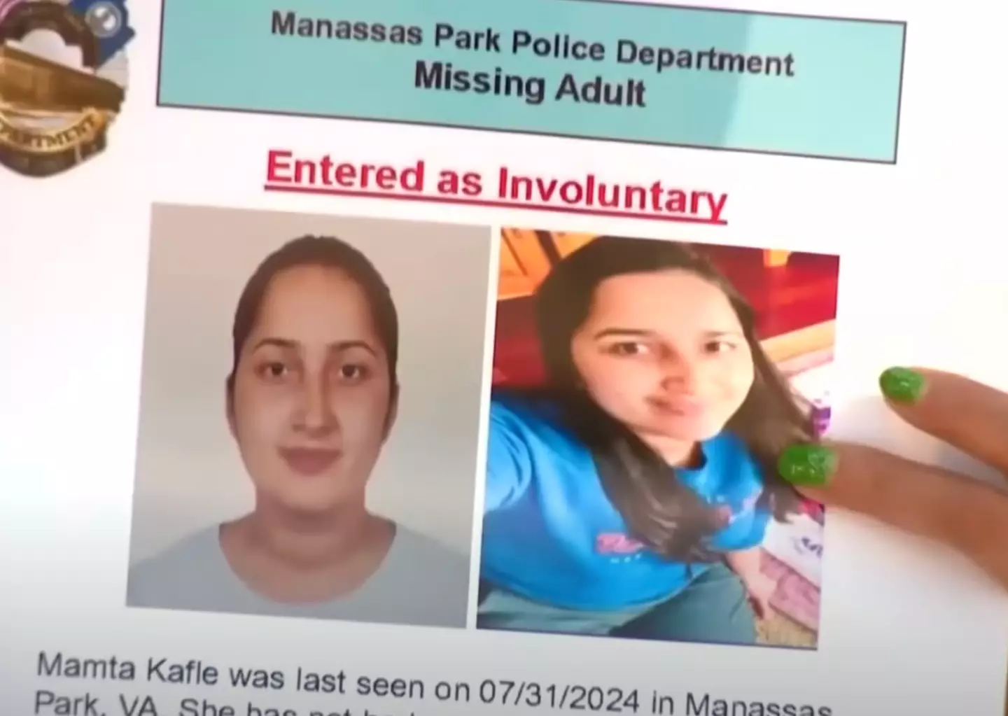 Mamta was last seen on July 29 (WUSA9)