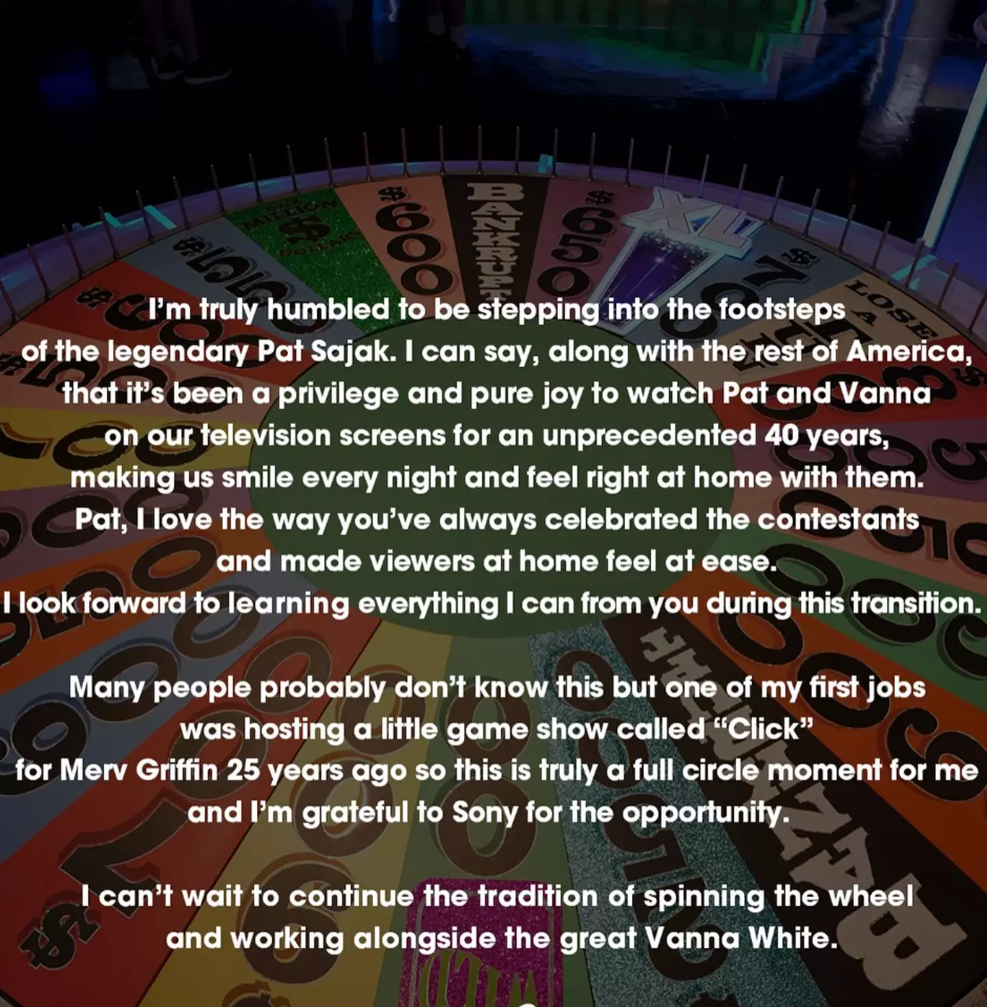 He released a statement confirming the news.