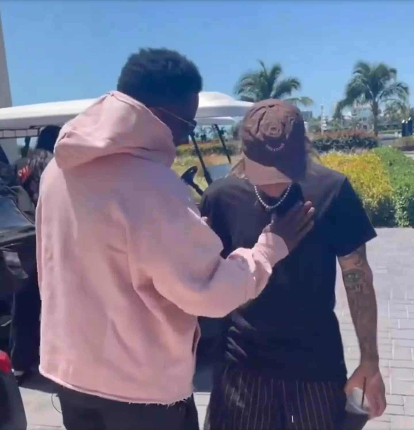 Fans claim that Diddy appears to check Justin Bieber for a wire in the resurfaced video (X/@DianaWallace888)