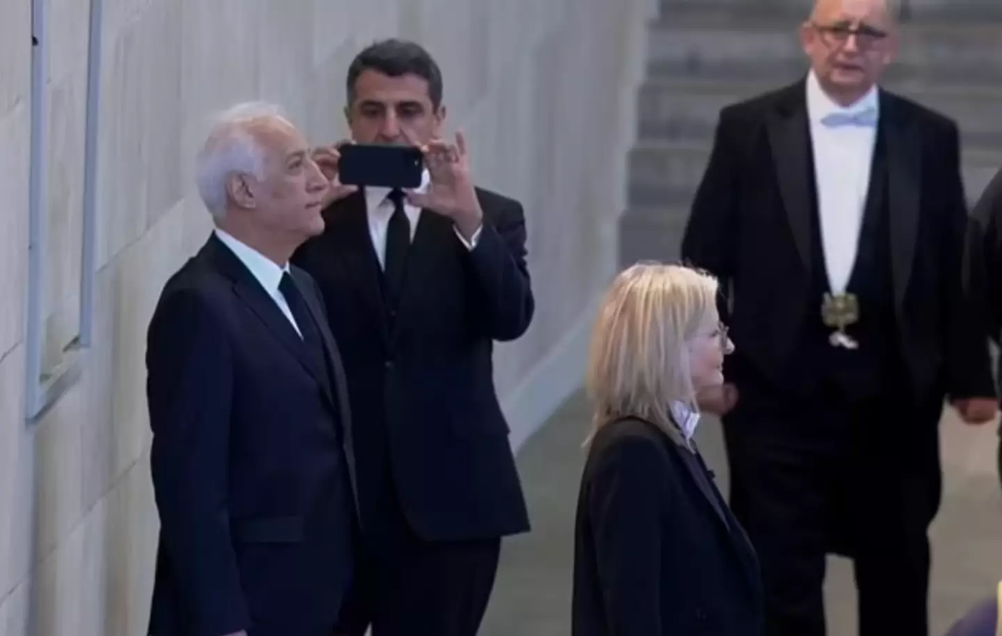 The Armenian president appeared to break protocol when he was seen posing for a picture inside Westminster Hall.