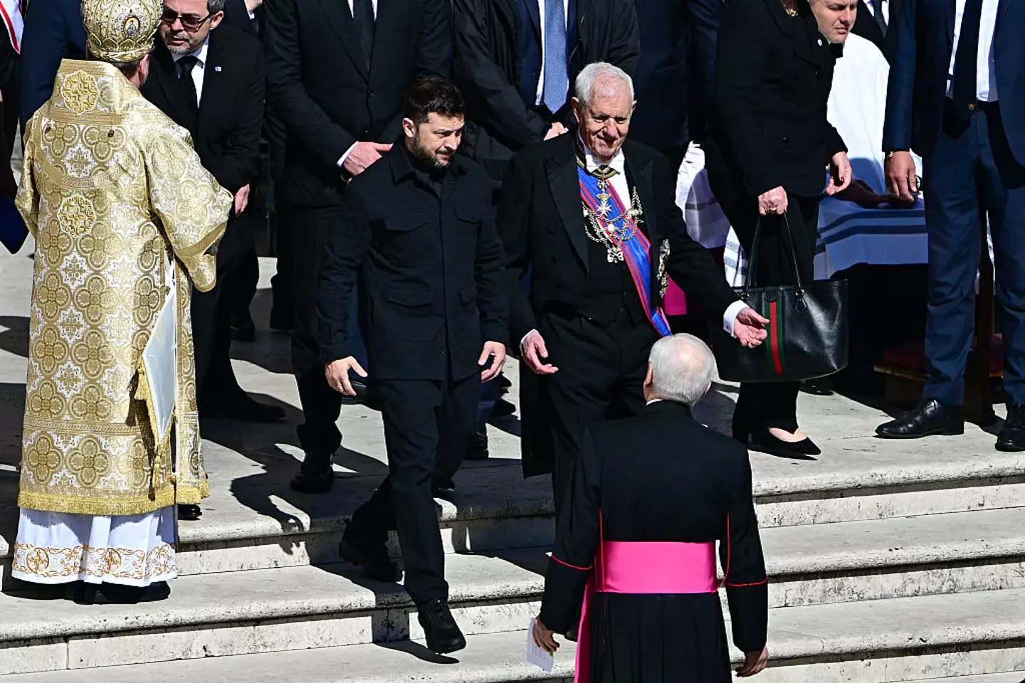 Zelenskyy is said to have had talks with Trump prior to the service (TIZIANA FABI/AFP via Getty Images)