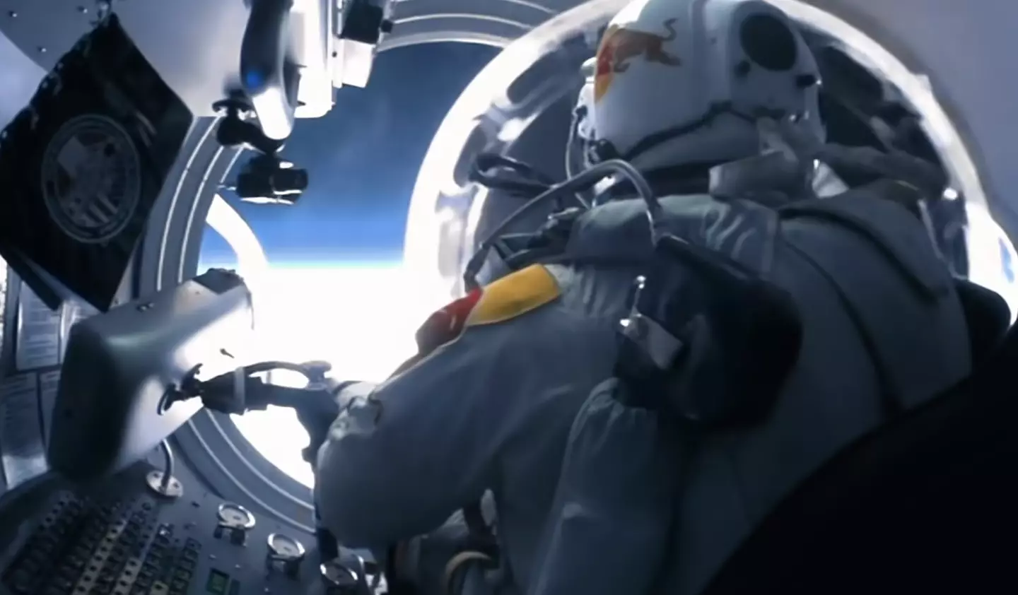 It took him just over nine minutes to reach Earth (YouTube/Red Bull)
