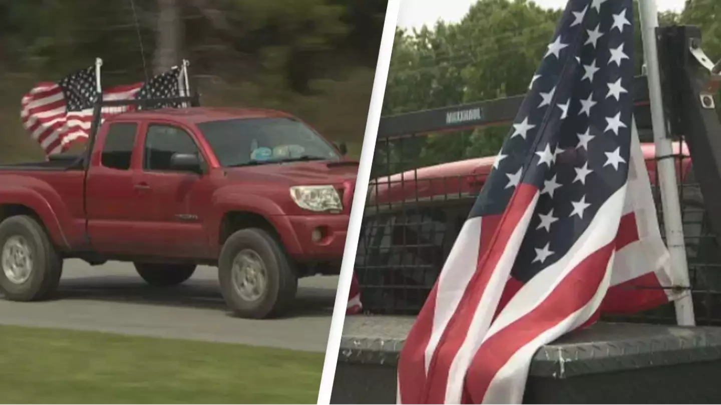Family pull their son out of school after he's told to remove American flags from his truck
