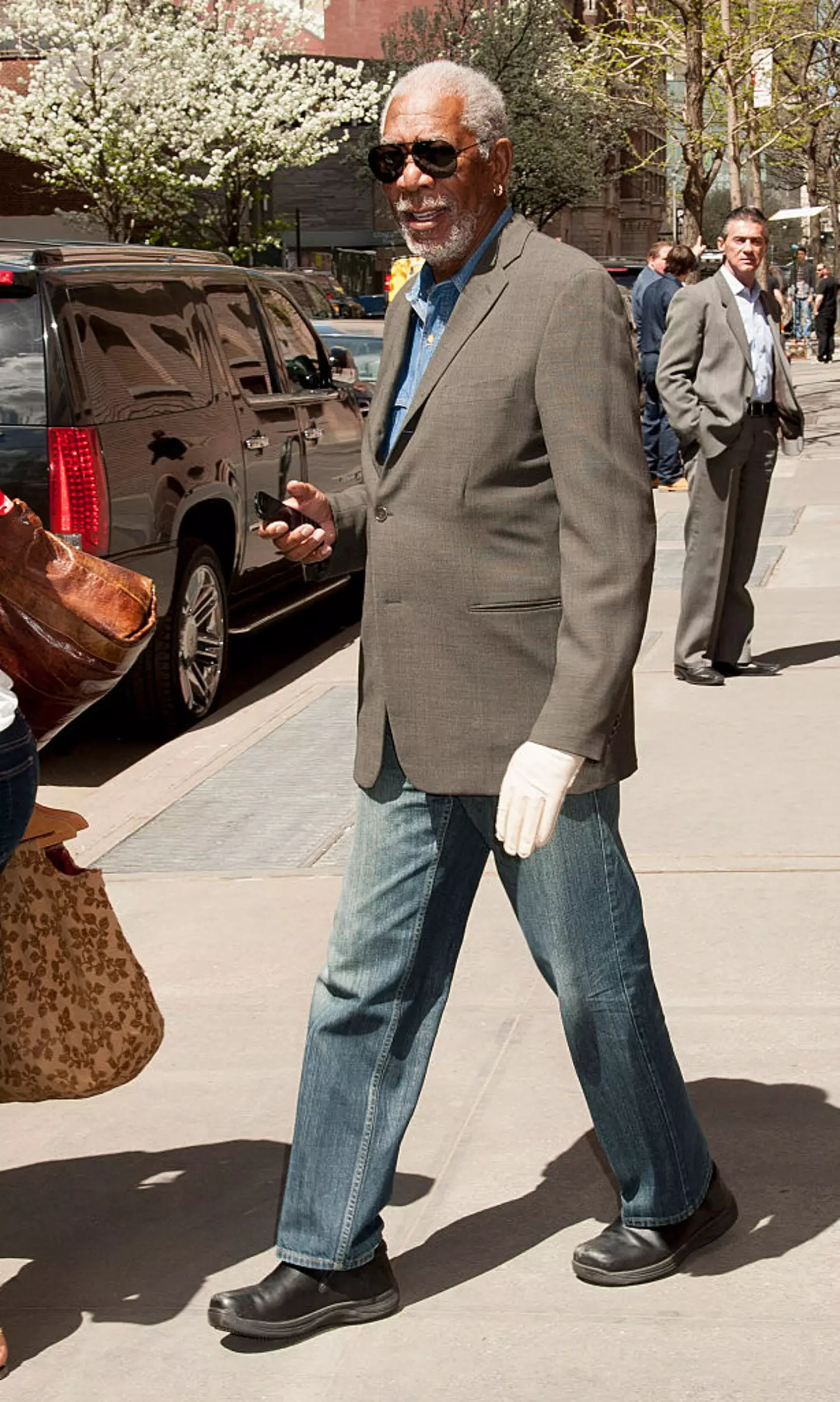 Freeman has been seen several times wearing a glove on his left hand (SBN/Star Max/GC Images)