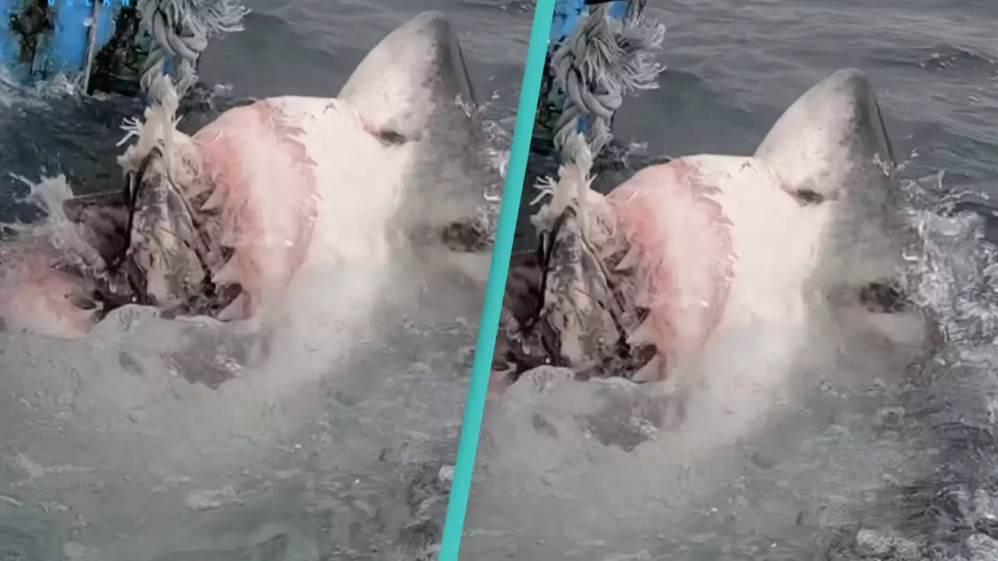 Shocking video of great white shark's jaw detaching is giving people nightmares
