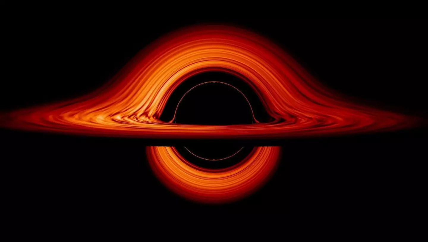 Gravity sits below the surface of black holes because they are so dense (Nasa’s Goddard Space Flight Center/Jeremy Schnittman)