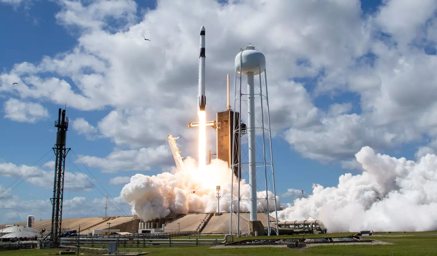 A Falcon 9 rocket heading to the International Space Station in 2022.