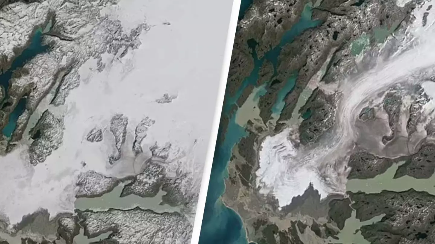 Shocking before and after photos show how much Greenland ice melted during hottest month ever recorded