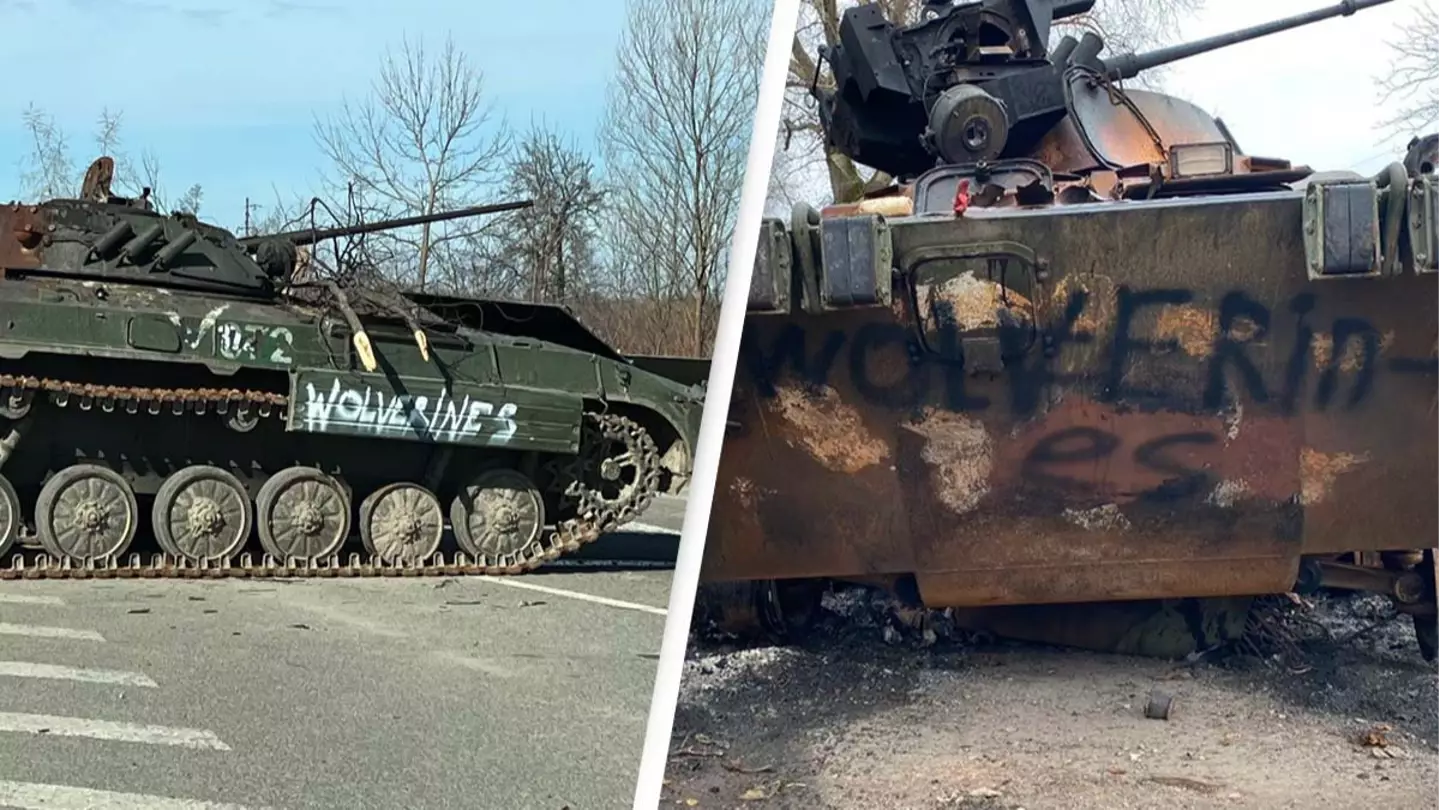 The Meaning Behind ‘Wolverine’ Graffiti Sprayed On Destroyed Russian Tanks