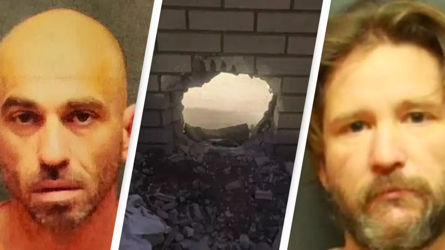 Two inmates escape from jail by using a toothbrush and metal scoop to break down wall