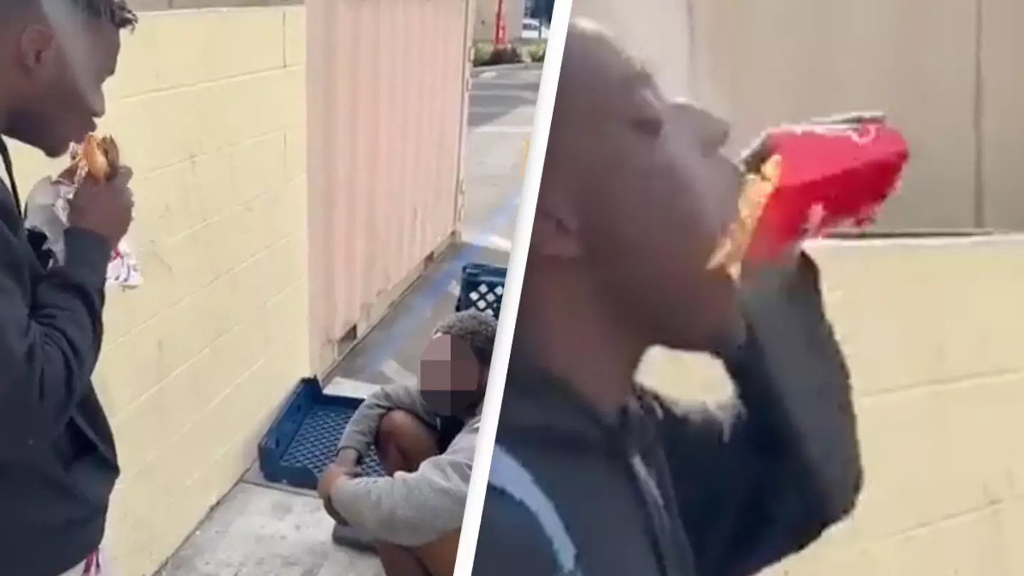 'Heartless' YouTuber criticized after he buys homeless man food and eats it in front of him instead