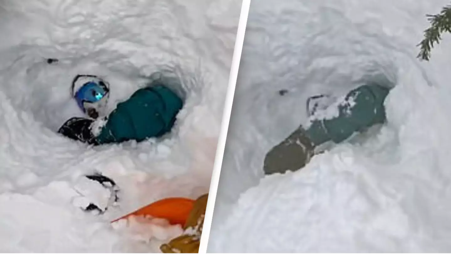 Skier saves snowboarder's life in terrifying rescue caught on camera