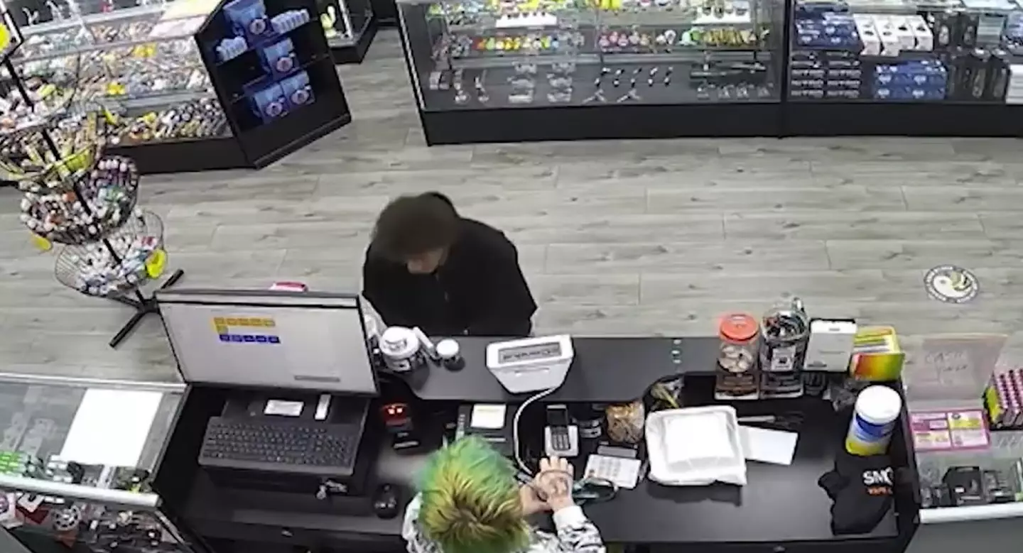The man then burst out laughing and pulled out his mask, claiming the whole thing was 'just a joke'.