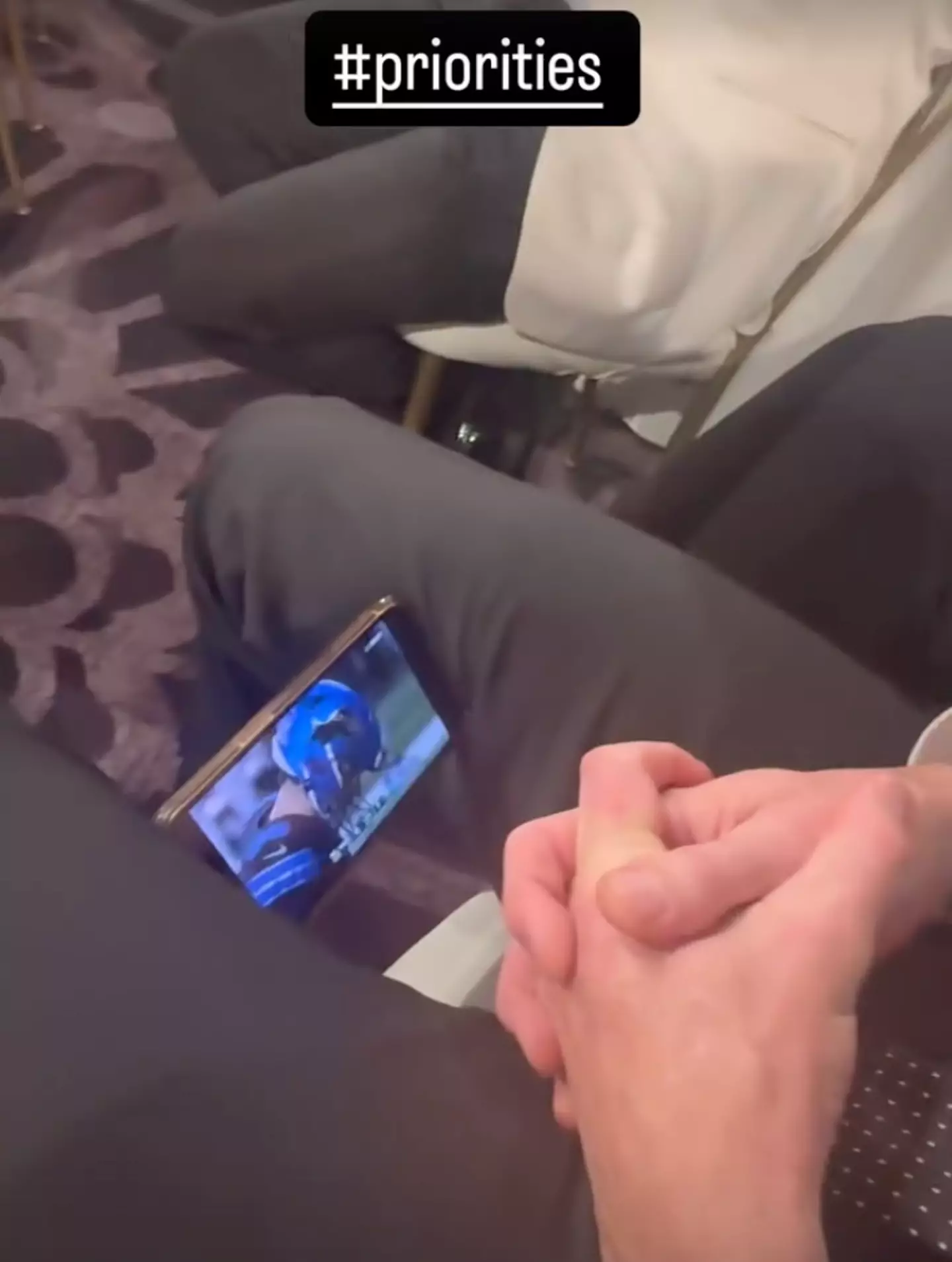 Yep, that's Dax Shepard watching the football during the Golden Globes