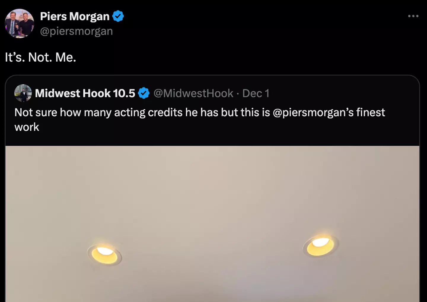 Piers Morgan has denied he is Pigeon Lady (Twitter/ @piersmorgan)