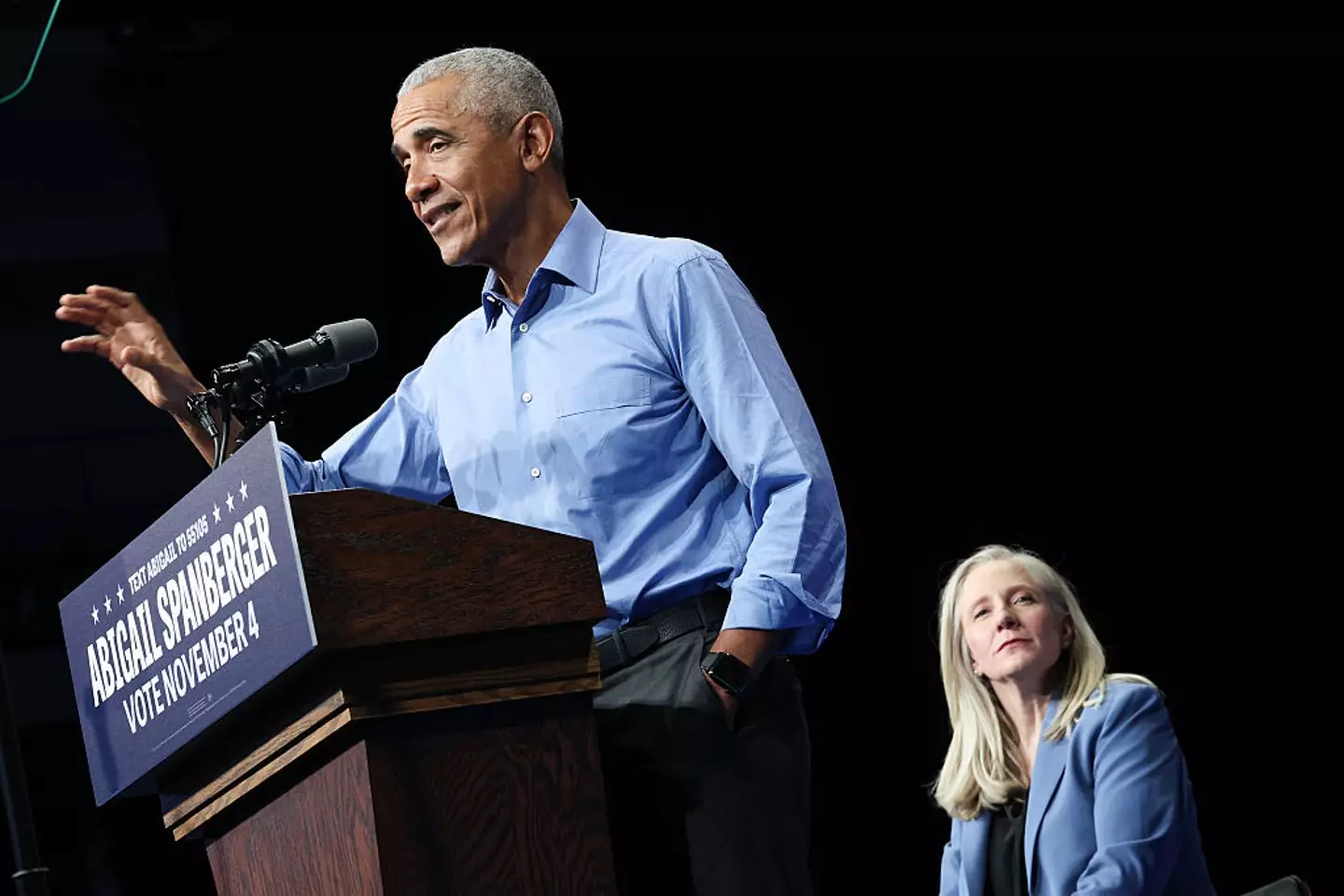 Obama appeared in Virginia to lend support to Democratic gubernatorial candidate, former Rep. Abigail Spanberger (Win McNamee/Getty Images)