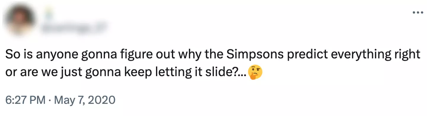 Viewers are shocked over The Simpsons' accuracy. (X)