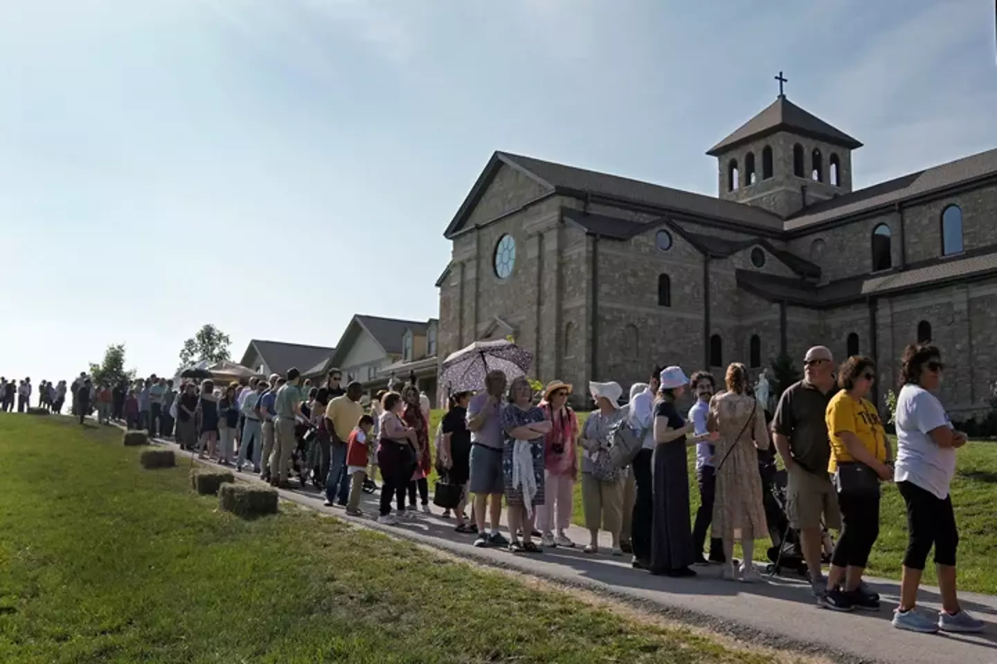 Crowds have gathered at the site. (AP)