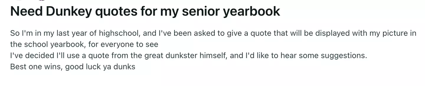 The post on Reddit has been attributed to Mangione (Reddit/r/videogamedunkey)