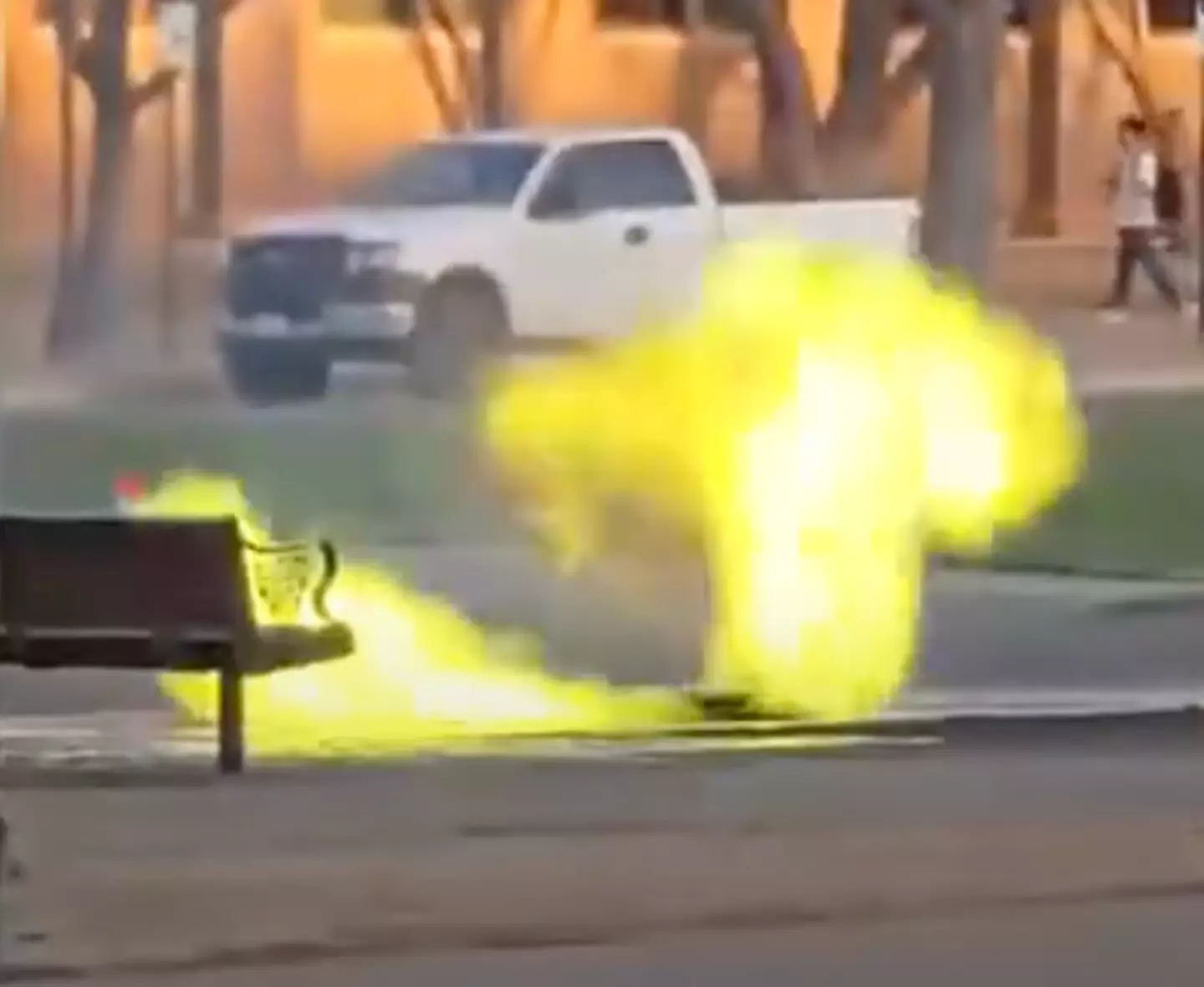 Fire crews couldn't immediately explain why the flames were green (KCBD NewsChannel 11 - Lubbock, TX)