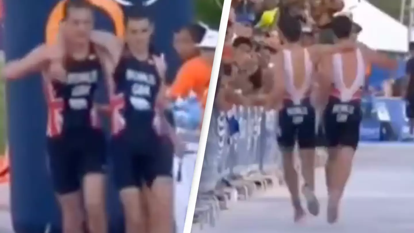 Heartbreaking moment runner sacrifices gold to carry his own brother across finish line