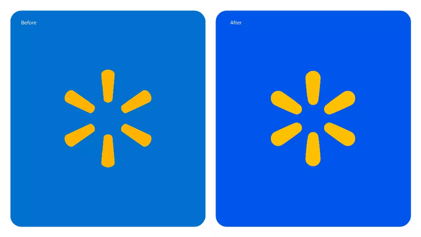 The old logo (left) and new logo (right) - can you spot the difference? (Walmart)