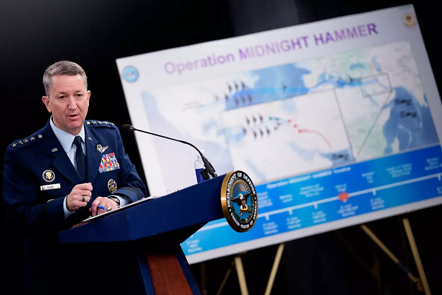 Chair of the Joint Chiefs of Staff Air Force, General Dan Caine, discussed the mission details of the US' strike on Iran (Andrew Harnik/Getty Images)