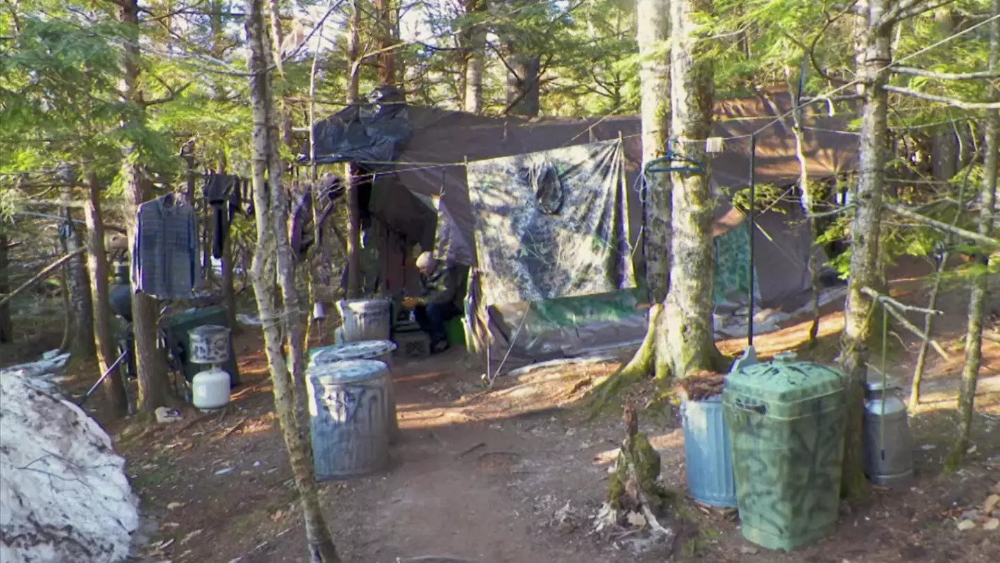 Knight built his campsite entirely from items he stole from nearby cabins.