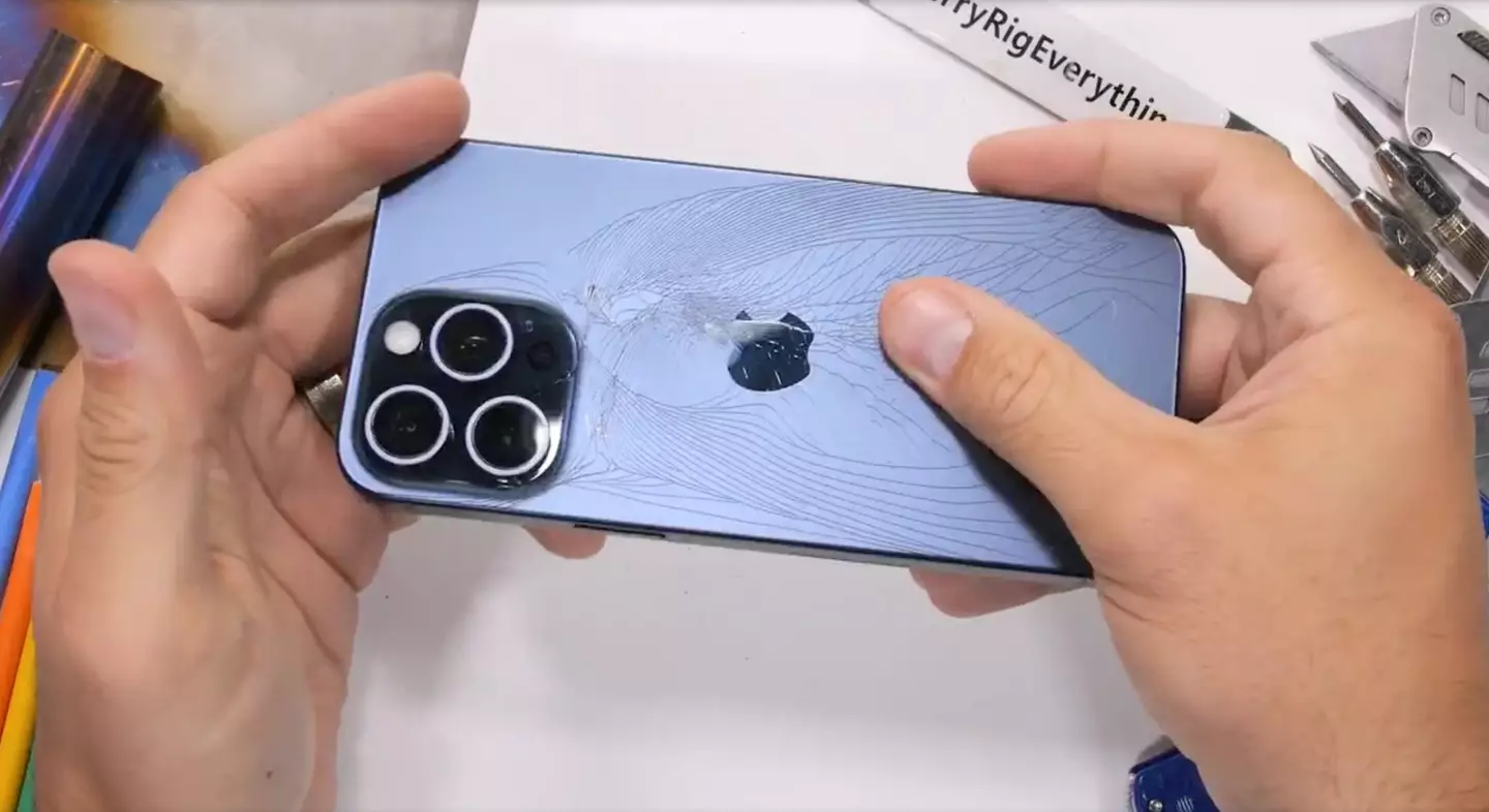 The aftermath of putting stress on the phone.