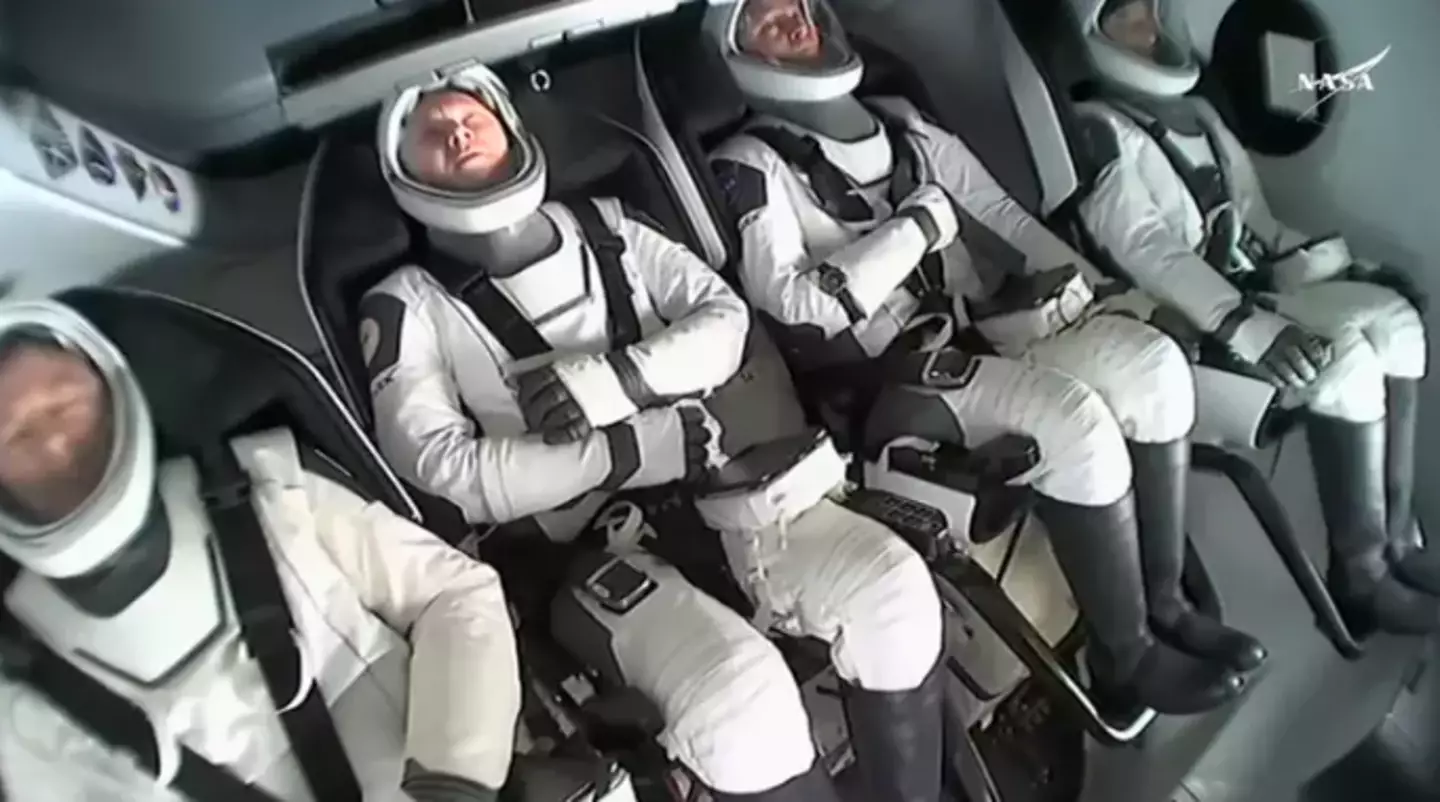 Astronauts bracing as they land on planet Earth from the ISS (NASA)