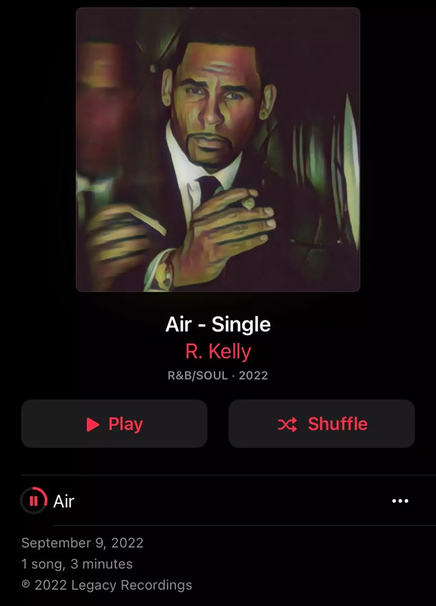 The streaming sites have since removed the music.